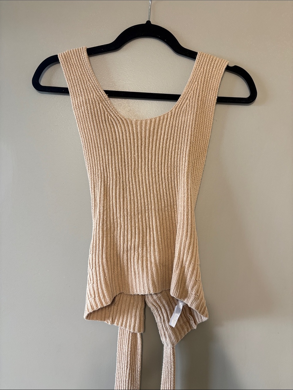 vestique Beige Ribbed Knit Tank Top